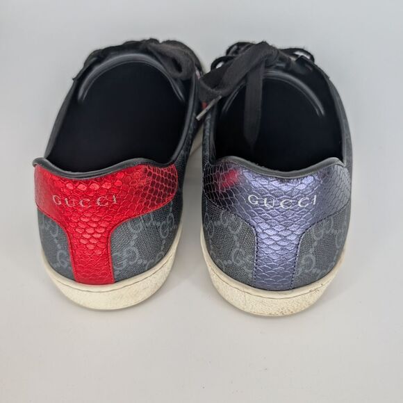 Gucci Men's Black Sneakers with Red and Blue Stripes - Picture 3 of 7